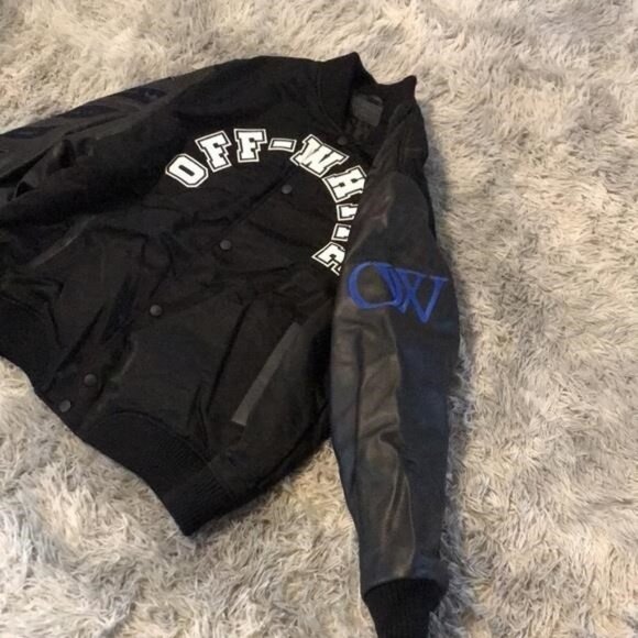 New Authentic OFF-WHITE Baseball Lea Over Puffer Varsity Jacket - Picture 9 of 11
